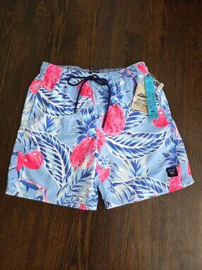 New Men's Spicy Tuna Blue and Pink Pineapple Swim Trunks S8ze Small